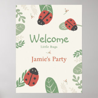 Affiche de bienvenue d'anniversaire coccinelle - F