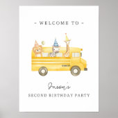Affiche de bienvenue d'anniversaire d'autobus scol (Devant)