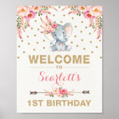 Affiche de bienvenue d'anniversaire de l'éléphant  (Devant)