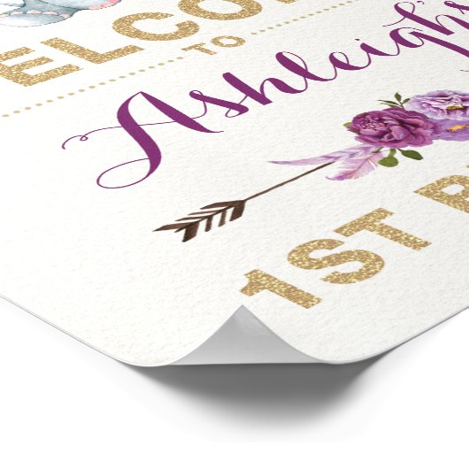 Affiche de bienvenue d'anniversaire de l'éléphant  (Coin)