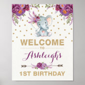 Affiche de bienvenue d'anniversaire de l'éléphant  (Devant)