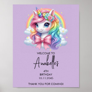 Affiche de bienvenue d'anniversaire de licorne mag