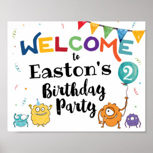 Affiche de bienvenue d'anniversaire de Monster