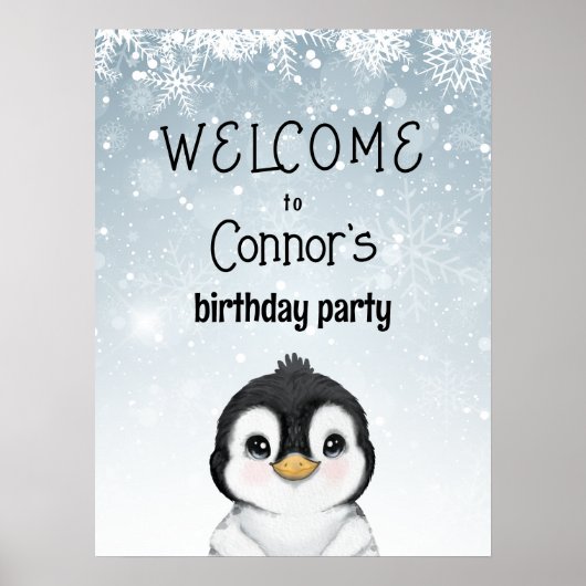 Affiche de bienvenue d'anniversaire de Penguin (Devant)