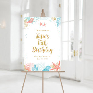 Affiche de bienvenue d'anniversaire de plage