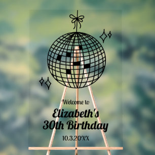 Affiche de bienvenue d'anniversaire Disco Ball per