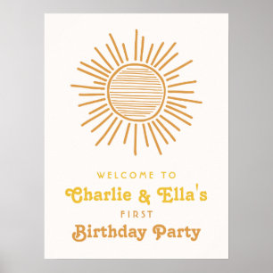 Affiche de bienvenue d'anniversaire du soleil
