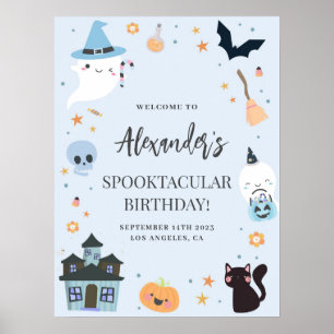 Affiche de bienvenue d'anniversaire Éffrayant bleu