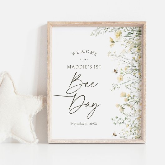 Affiche de bienvenue d'anniversaire Fleur sauvage 