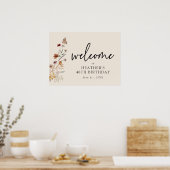 Affiche de bienvenue d'anniversaire florale (Cuisine)