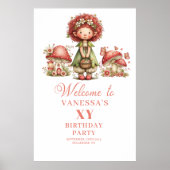 Affiche de bienvenue d'anniversaire florale de fée (Devant)