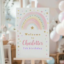 Affiche de bienvenue d'anniversaire Pastel Rainbow