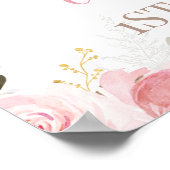 Affiche de bienvenue d'anniversaire rose Floral Pr (Coin)