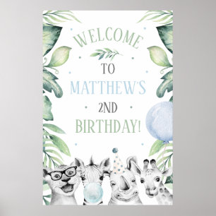 Affiche de bienvenue d'anniversaire Safari