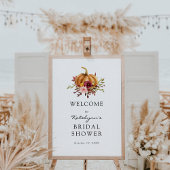 Affiche de bienvenue d'automne Citrouille Florals 