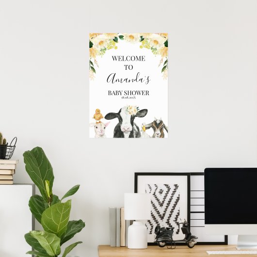 Affiche de bienvenue d'Baby shower d'animal de fer (Bureau à domicile)