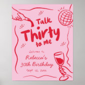 Affiche de bienvenue de 30 ans en rouge rose (Devant)