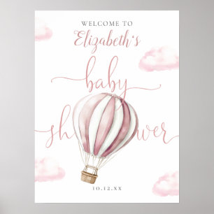 Affiche de bienvenue de Baby shower à air chaud ro