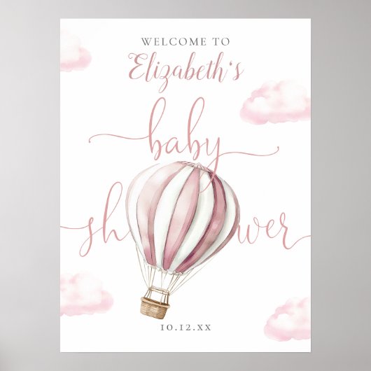 Affiche de bienvenue de Baby shower à air chaud ro (Devant)