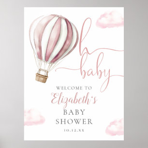 Affiche de bienvenue de Baby shower à air chaud ro