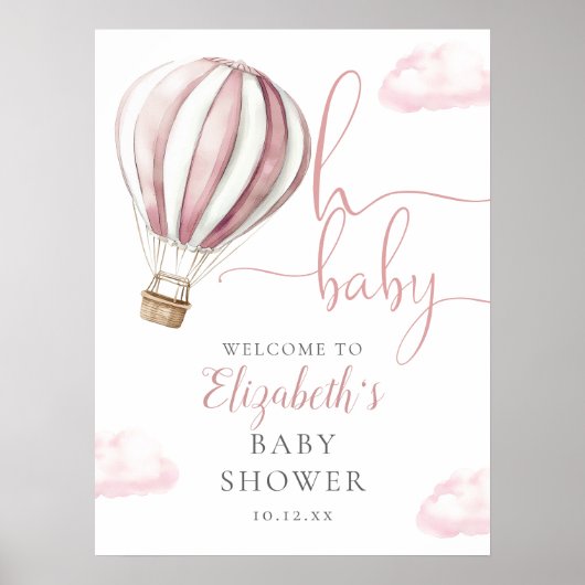 Affiche de bienvenue de Baby shower à air chaud ro (Devant)