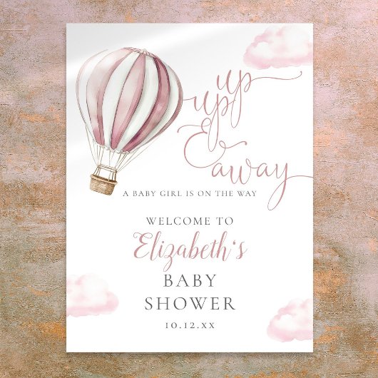 Affiche de bienvenue de Baby shower à air chaud ro