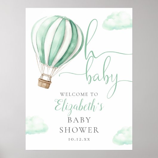 Affiche de bienvenue de Baby shower à air chaud ve (Devant)