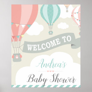 Affiche de bienvenue de Baby shower à air chaud ve