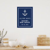 Affiche de bienvenue de Baby shower Ancre nautique (Cuisine)