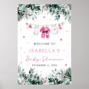 Affiche de bienvenue de Baby shower bébé Père Noël
