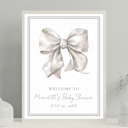 Affiche de bienvenue de Baby shower blanc