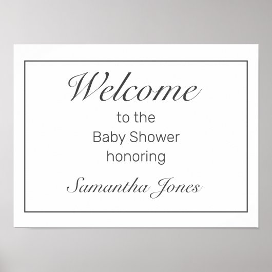 Affiche de bienvenue de Baby shower blanc minimali (Devant)