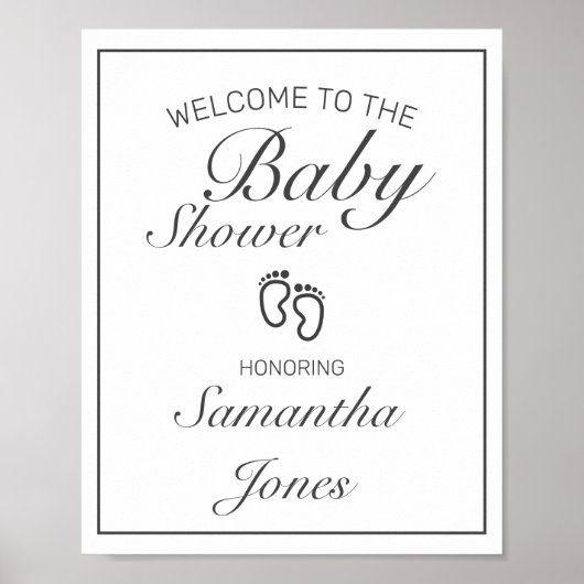 Affiche de bienvenue de Baby shower blanc minimali (Devant)