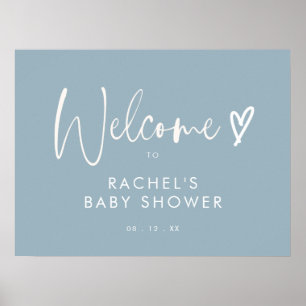 Affiche de bienvenue de Baby shower bleu Boho Dust