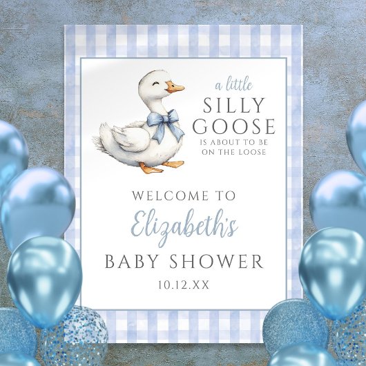 Affiche de bienvenue de Baby shower bleu de petite