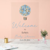 Affiche de bienvenue de Baby shower Blue Hot Air (Mariage)