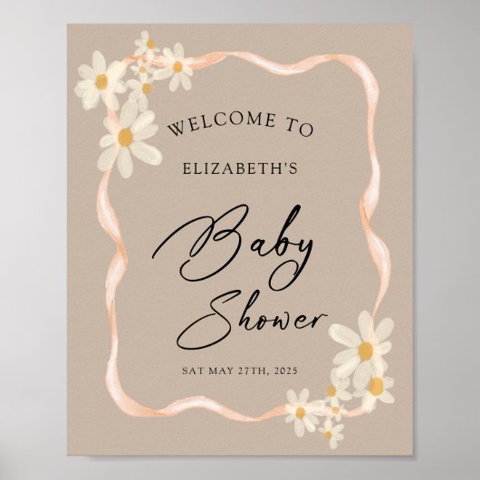 Affiche de bienvenue de Baby shower Brown de margu (Devant)