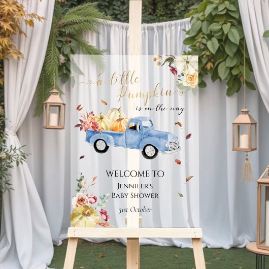 Affiche de bienvenue de Baby shower Citrouille acr