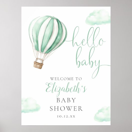 Affiche de bienvenue de Baby shower de ballon à ai (Devant)