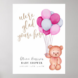 Affiche de bienvenue de Baby shower de ballon mign