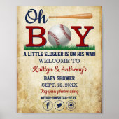 Affiche de bienvenue de Baby shower de baseball vi (Devant)