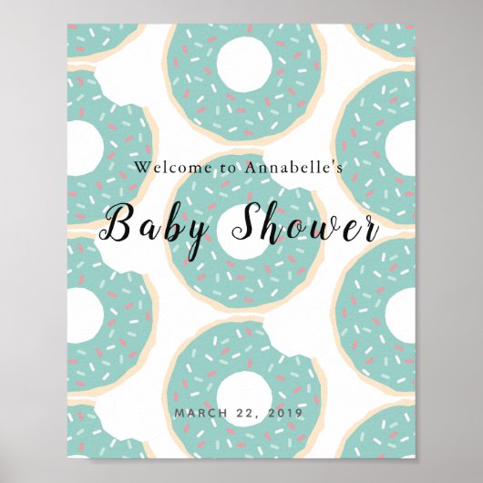 Affiche de bienvenue de Baby shower de beignes ver (Devant)