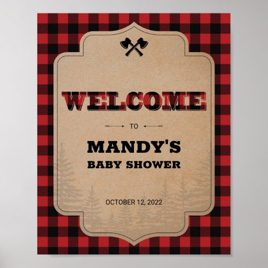 Affiche de bienvenue de Baby shower de bison de bû (Devant)