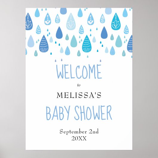 Affiche de bienvenue de Baby shower de Bleu Ciel (Devant)