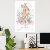 Affiche de bienvenue de Baby shower de cerfs migno (Bureau à domicile)