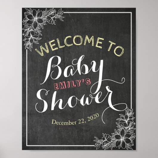 Affiche de bienvenue de Baby shower de charpente d (Devant)
