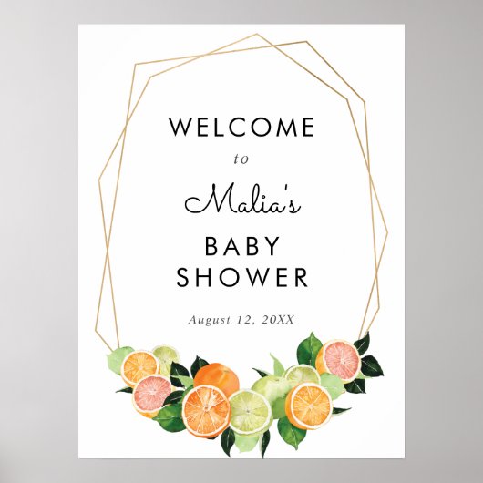 Affiche de bienvenue de Baby shower de Cutie aux f (Devant)