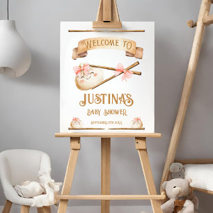 Affiche de bienvenue de Baby shower de fille minus
