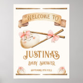 Affiche de bienvenue de Baby shower de fille minus (Devant)