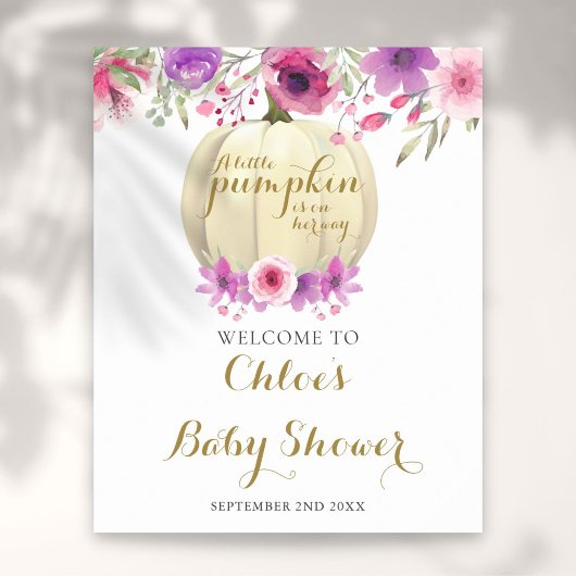 Affiche de bienvenue de Baby shower de fille rose 